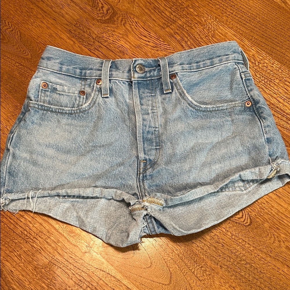 Levi's Light Blue High-Rise Denim Cutoff Shorts